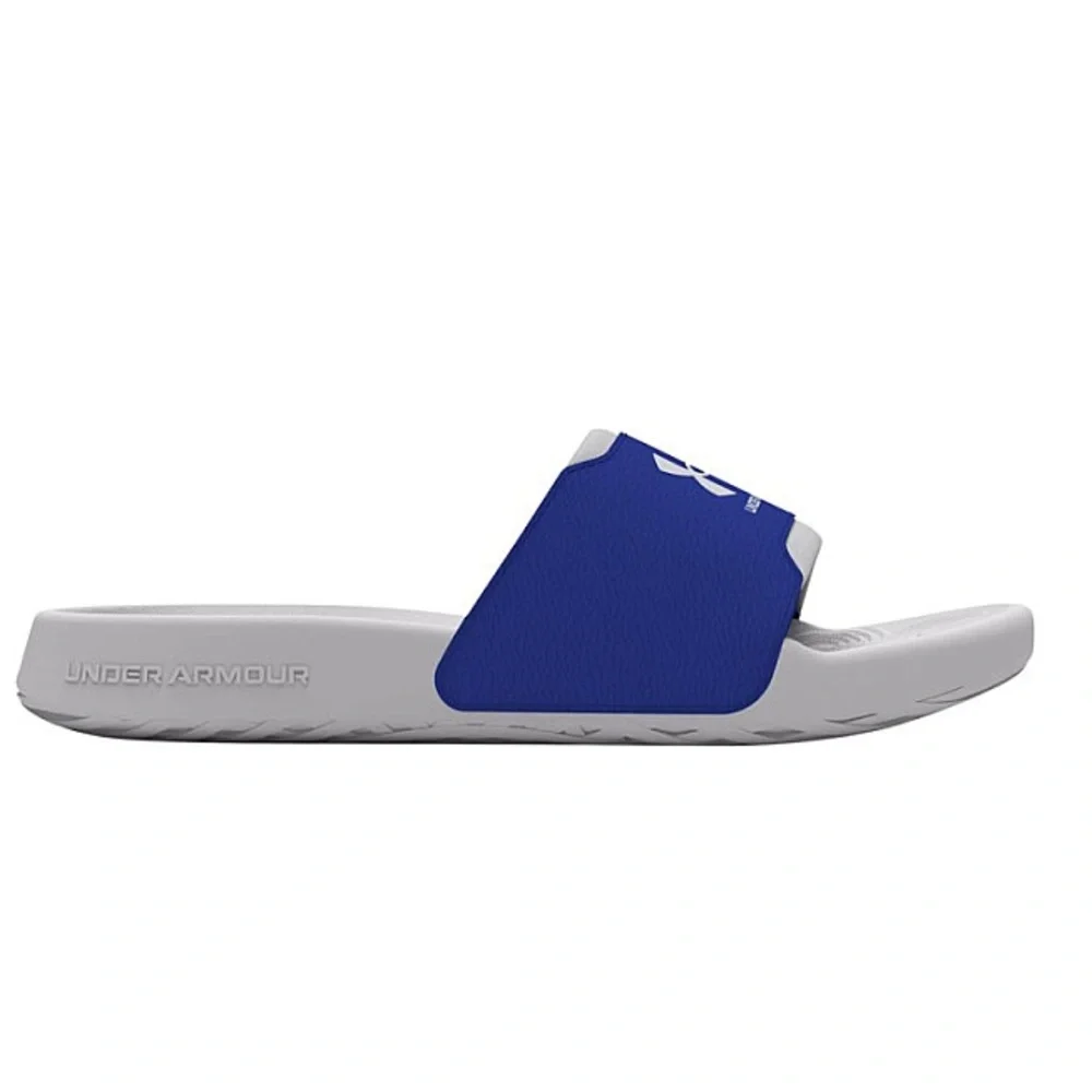 Under Armour Boys Blue White Classic Flip Flop Slides Sizes 12K 6Y 7Y NEW